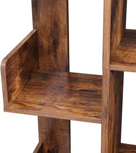 _Tree-Shaped Bookcase with 13 Compartments, vintage brown