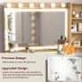 Dressing Table with Lighted Mirror, 110 cm Fluted Vanity Desk with Glass Top, Modern Makeup Desk with 5 Drawers and Shelves for Bedroom-US-style plug Image 5