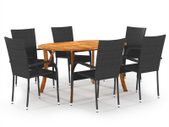 7 Piece Garden Dining Set Black