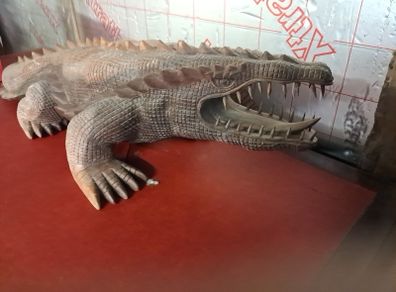 Large carved hardwood aligator