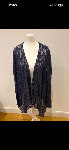 Handcrafted navy lace jacket size 20