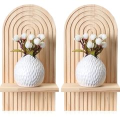 Floating Wooden Shelves for Wall Shelf, Bohemian Wooden Floating Shelves, Rainbow Arch Hanging Book Shelf Bookshelf for Bedroom Bathroom Living Room Wall Decoration Shelving 13.8x7x0.4