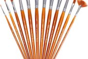 Paint Brushes Set 12pcs Professional Artist Paint Brush Flat Round Tip for Acrylic Watercolor Oil Painting (FREE POSTAGE)