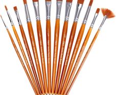 Paint Brushes Set 12pcs Professional Artist Paint Brush Flat Round Tip for Acrylic Watercolor Oil Painting (FREE POSTAGE)