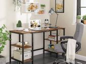 _Desk Computer Desk Office Table with 4 Shelves Large Table Top Study Home Office Industrial Design Vintage Brown-Black