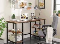 main image for ad _Desk Computer Desk Office Table with 4 Shelves Large Table Top Study Home Office Industrial Design Vintage Brown-Black