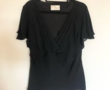 Ann Harvey short sleeve black silk blouse UK22