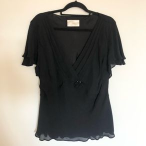 Ann Harvey short sleeve black silk blouse UK22