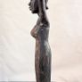 African Wooden Figures Pair Warrior Spear Water Carrier Hand Carved Image 3