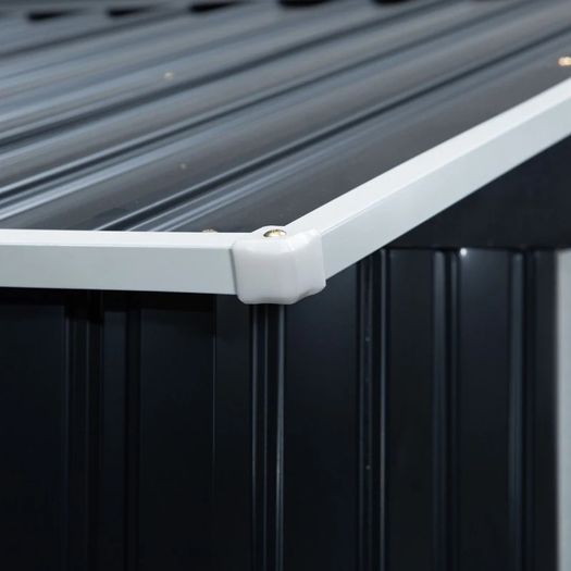 NEW SALE | 7ft x 4ft Lockable Garden Shed Large Patio Roofed Tool Metal Storage Building Foundation Sheds Box Outdoor Furniture, Dark Grey