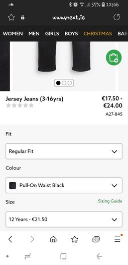 NEXT boys black jeans age 12 bnwot