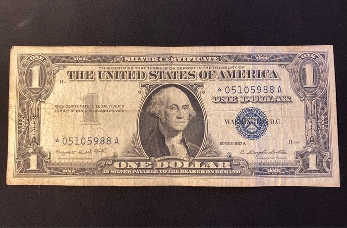 Certificate USA One dollar Bill, blue seal 1957 Letter "A"   star replacement