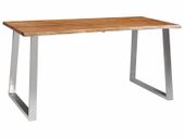 Dining Table 160x80x75 cm Solid Acacia Wood and Stainless Steel