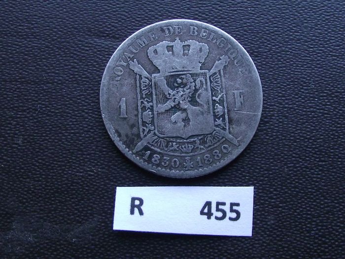 1880 Belgium. Leopold II. Silver 1 Franc