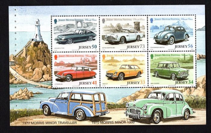 2005 Jersey Motor Festival Classic Cars Commemorative Stamps Booklet Mint Never Hinged (MNH) Photos of panes including