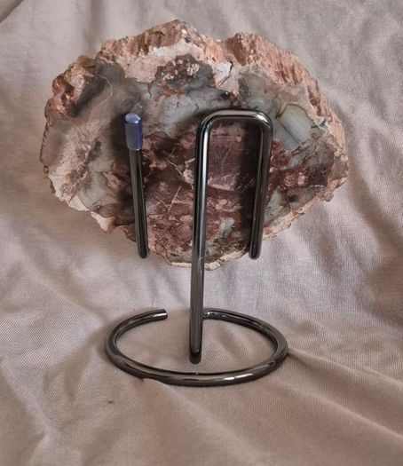 Fossilized wood, Madagascar, Triassic period. With metal display stand.