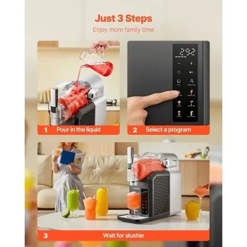 Slushie Machine, 2L No Ice Needed Slushy Machine for Home, Frozen Drink Maker with 6 Preset Programs, Margarita Machine with Self-Cleaning, Frozen Margaritas, Frappes, Milkshake, and More
