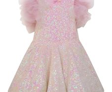 Billieblush light pink iridescent girls sequin dress Age 3 BNWT