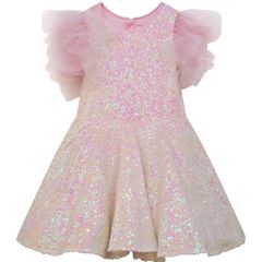 Billieblush light pink iridescent girls sequin dress Age 3 BNWT