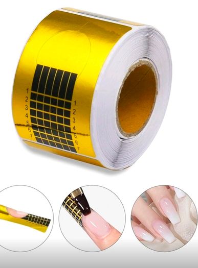 Brand new 1roll/100pcs Gold Color Uv Gel Nail Extension Forms Paper