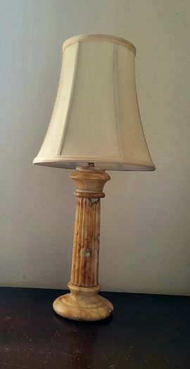 Antique carved marble table lamp