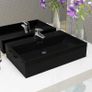 Basin with Faucet Hole Ceramic Black 76x42.5x14.5 cm Image 5