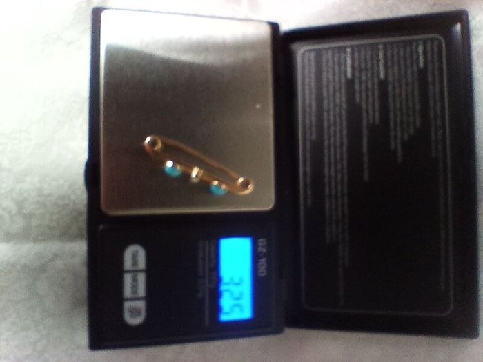 Gold, diamond and turquoise brooch ,lapel pin