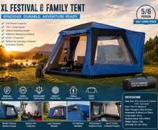 5/6 Person XL Festival & Family Camping Tent