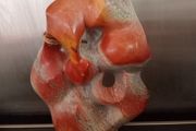 Absract Modernist Alabaster Sculpture on Marble Base. Signed.