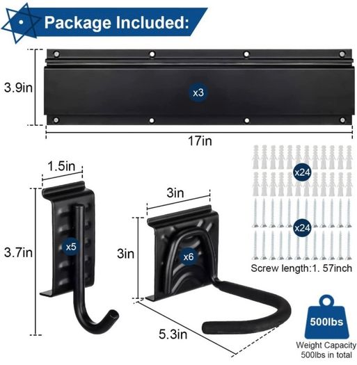 Bike Storage Rack Garage Wall Mount Hanger for Bicycles and Helmets, Heavy Duty Tools Storage Hooks Adjustable Home Space Saving (FREE POSTAGE)