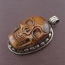 ress Vintage Tiger Eye Carved Stone Skull Shape Vintage Brass Desgin Pendant Image 8