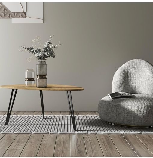 Modern Oval Coffee Table Oak Simple Center Table  Scandinavian