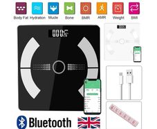 Body Fat Scale 180kg Bluetooth Smart BMI Digital Bathroom Wireless Weight & APP - FREE DELIVERY