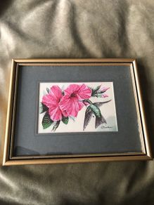 Beautifully bright Cash's hand embroidered Ruby Hummingbird.