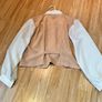 Vintage 80s 90s Style Cropped Waistcoat Blouse Beige & Cream XL / 42 / 14 Image 4