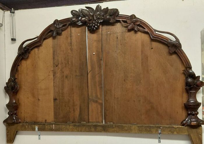 Antique  Walnut Marble Top Mirrored Console.