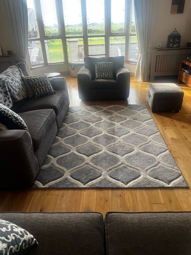 Grey and white rug