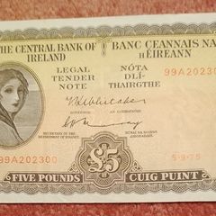 Irish Five Pound Note - Lady Lavery