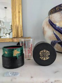 antique medicine glass and box