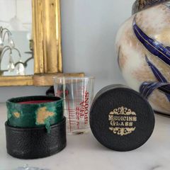 antique medicine glass and box