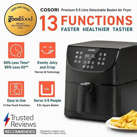 Air Fryers Oven, 5.5L XXL Oil Free Air Fryer 1700W with Rapid Air Technology for Healthy Fast Cooking & 55% Energy-Saving, 11 Presets, LED Onetouch Screen, Nonstick Basket (FREE SHIPPING)