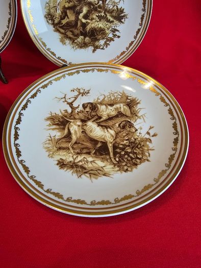 Hunting Motifs Decorative Plate Set , Manufacturer: L. Lichte, Fine China, GDR (East Germany), 1960s-1970s