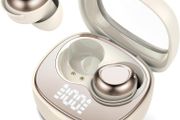 Doubc S29 Mini Bluetooth 5.4 Headphones, In-Ear, Wireless Sleep Headphones with 25 Hours of Battery Life, Soft Earbuds, Gentle Sound, Comfortable Fit Without Pressure, Beige
