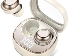 Doubc S29 Mini Bluetooth 5.4 Headphones, In-Ear, Wireless Sleep Headphones with 25 Hours of Battery Life, Soft Earbuds, Gentle Sound, Comfortable Fit Without Pressure, Beige