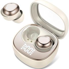 Doubc S29 Mini Bluetooth 5.4 Headphones, In-Ear, Wireless Sleep Headphones with 25 Hours of Battery Life, Soft Earbuds, Gentle Sound, Comfortable Fit Without Pressure, Beige