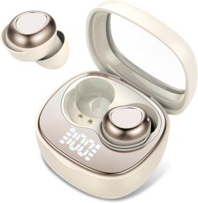 Doubc S29 Mini Bluetooth 5.4 Headphones, In-Ear, Wireless Sleep Headphones with 25 Hours of Battery Life, Soft Earbuds, Gentle Sound, Comfortable Fit Without Pressure, Beige