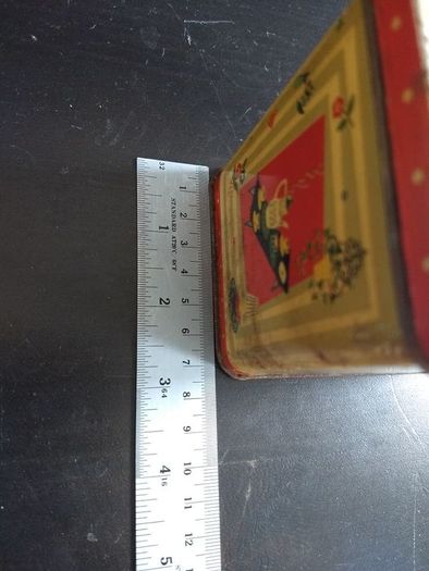 Funky Atomic Mid-Century Modern 1950's Small Tin Tea Caddy, with a Funky and Rare Graphic Design - MCM/50s Display! Props for Stage and Screen!