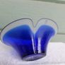 Vintage Mats Jonasson Maleras Cobalt Blue Magic Lead Art Glass Bowl Sweden Image 2
