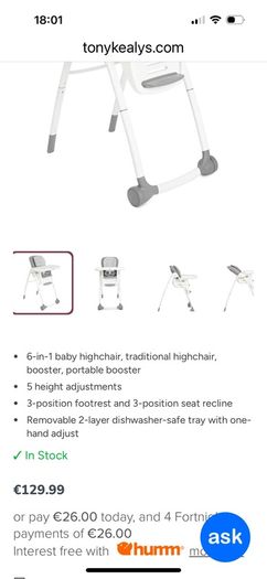 high chair pink, jole, 6-in-1 multifunctional