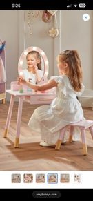wooden vanity table pink